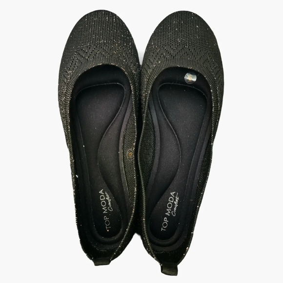 Ballerina Solid Metallic Knit Flats - Black - Picture 2 of 4